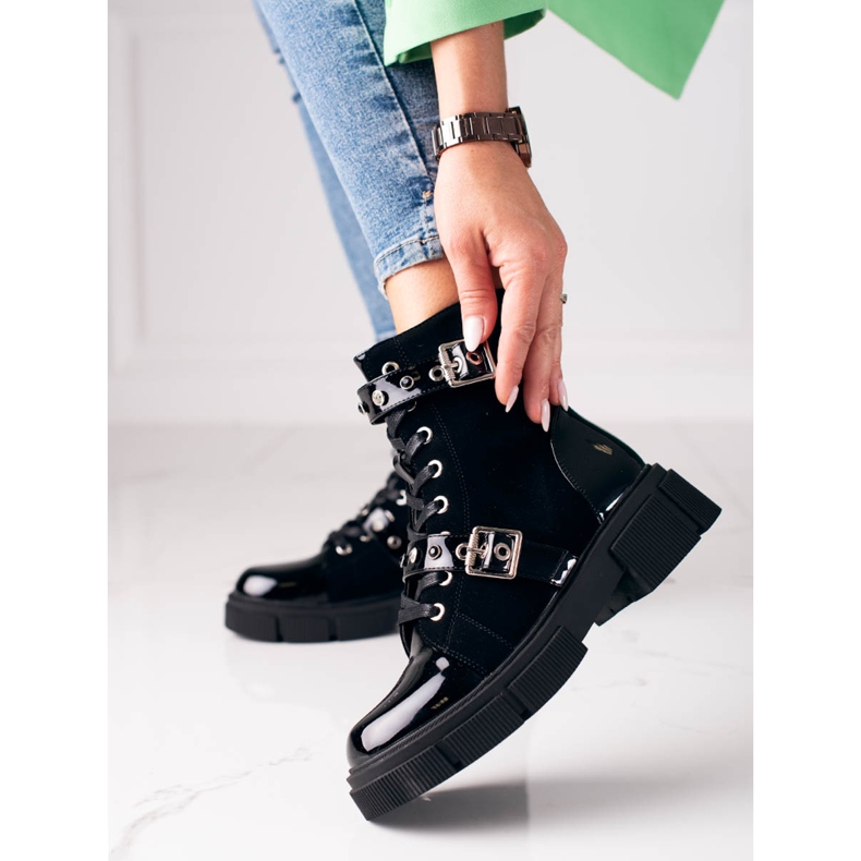 Bolsos de mujer Shelovet negros con hebillas decorativas 1