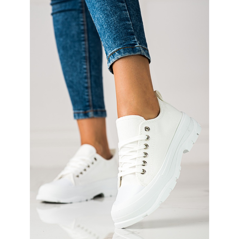 Deportivas de mujer con cordones Shelovet blancas blanco 1