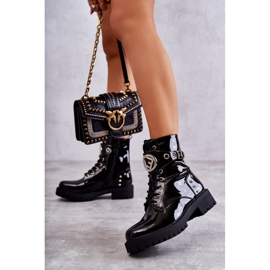 PG1 Botas Mujer Lacadas Con Tachuelas Negro Leticia 1
