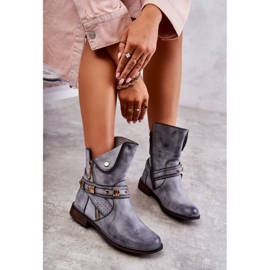 PG1 Botas Altas De Mujer Con Adornos Alisa Azul 8