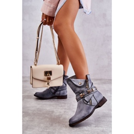 PG1 Botas Altas De Mujer Con Adornos Alisa Azul 4