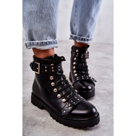 PG1 Botas de ecopiel Sabine negro con cinturón decorativo 4