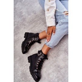 PG1 Botas de ecopiel Sabine negro con cinturón decorativo 7