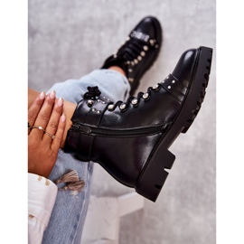 PG1 Botas de ecopiel Sabine negro con cinturón decorativo 8
