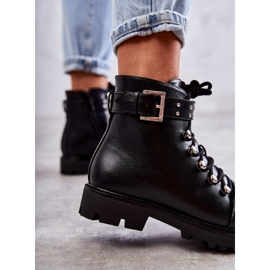 PG1 Botas de ecopiel Sabine negro con cinturón decorativo 3