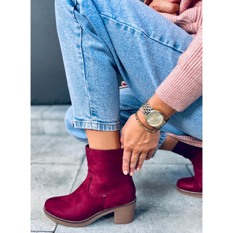 Botas Linzi Wine con tacón de goma rojo 2