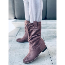 Botas en una cuña oculta Sylla Khaki beige gris 5