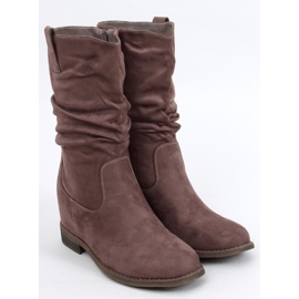 Botas en una cuña oculta Sylla Khaki beige gris 1