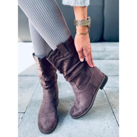 Botas en una cuña oculta Sylla Khaki beige gris 2
