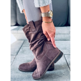 Botas en una cuña oculta Sylla Khaki beige gris 3