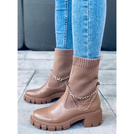 Botas estilo calcetín Mona Khaki beige 3