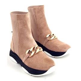 Botines calcetín con cadena Simma LT.KHAKI beige 1