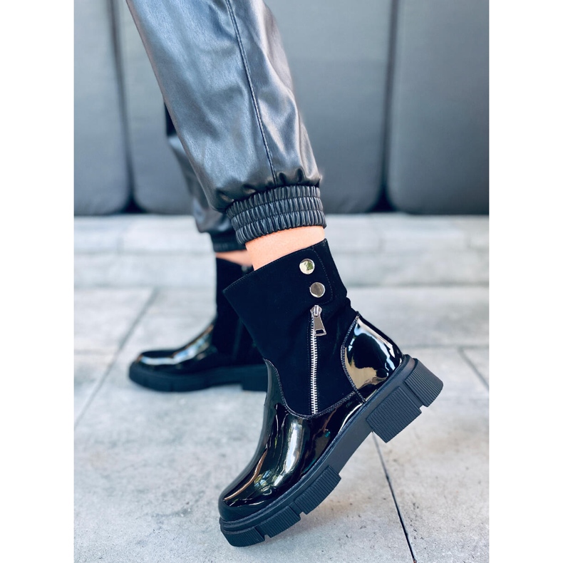 Botas Unni lacadas en negro 1