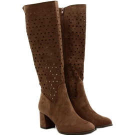 M.Daszyński Botas caladas sobre poste marrón SA156-10 2 M.Daszyński Botas caladas sobre poste marrón SA156-10 2