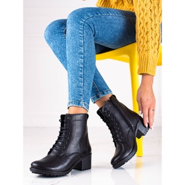 T.Sokolski Botas negras con cordones Sokolski para mujer fabricadas en piel natural negro 2
