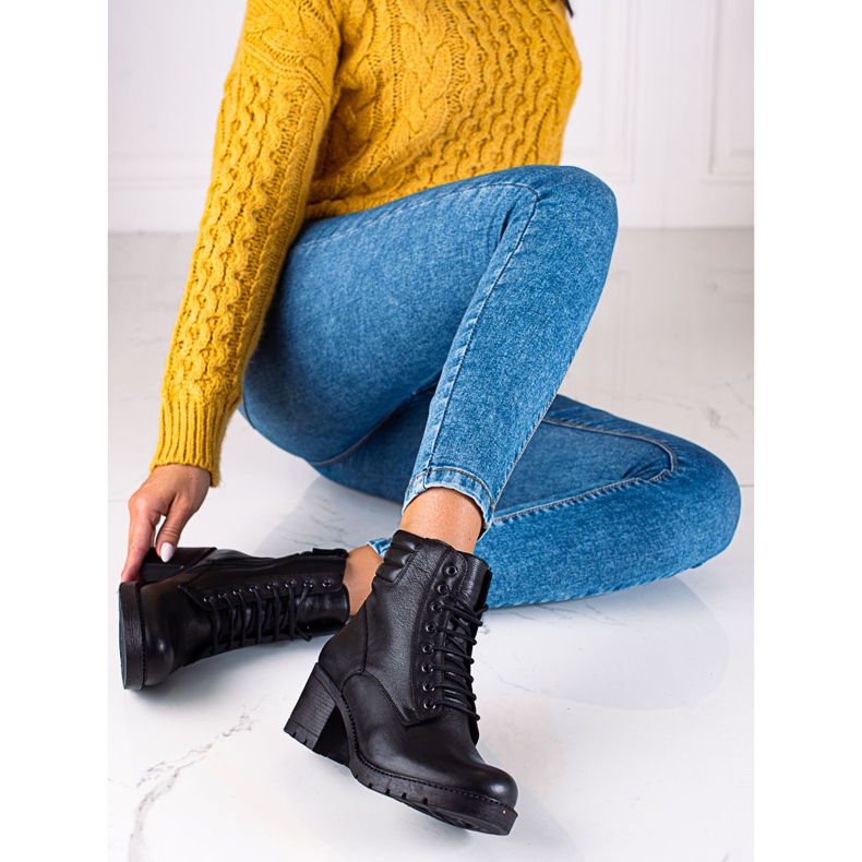 T.Sokolski Botas de cuero Sokolski Dasmkie negras en el poste negro 1