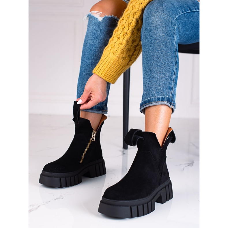 Botas Shelovet de mujer con plataforma alta negras negro 1