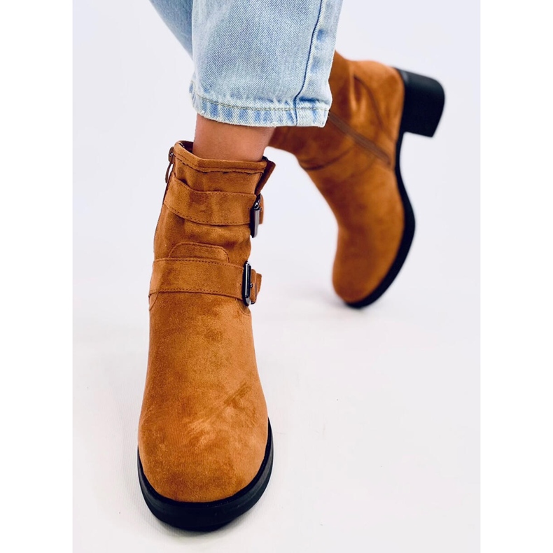 Botas de tacón ancho Teoo Camel marrón 1