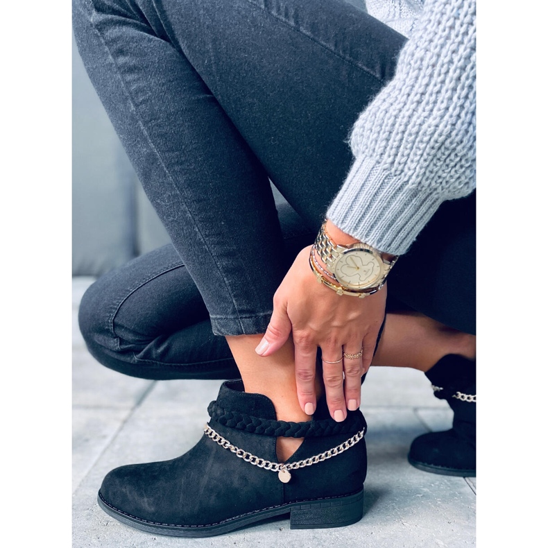 Botas cut-out con cadena Cupro Black negro 1 Botas cut-out con cadena Cupro Black negro 1