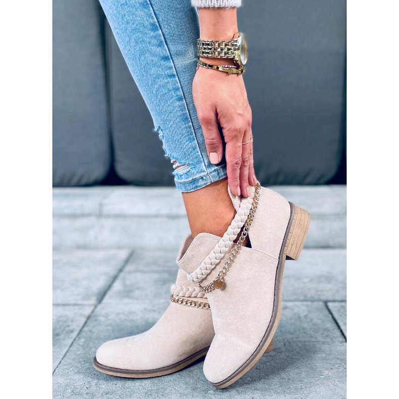 Botas cut-out con cadena Cupro Beige 1