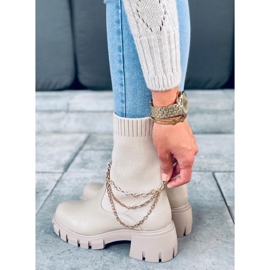 Botas con parte superior de calcetín Grace Beige 5