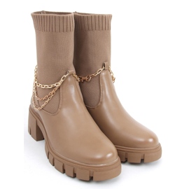 Botas con parte superior de calcetín de Grace Khaki beige 3