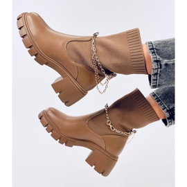 Botas con parte superior de calcetín de Grace Khaki beige 5