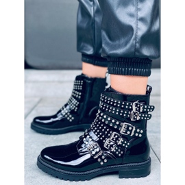 Botas lacadas con tachuelas Tatum Black Mirror negro 1