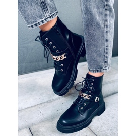 Botas militares con cadena Atlantis PU / NEGRO 2