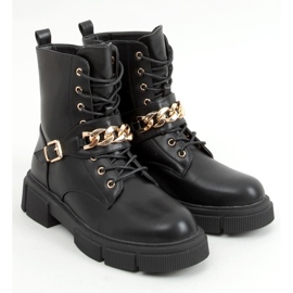 Botas militares con cadena Atlantis PU / NEGRO 1