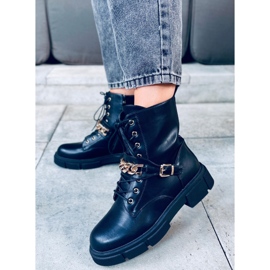 Botas militares con cadena Atlantis PU / NEGRO 3