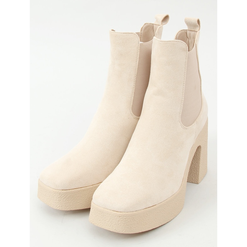 Botas con tacón de goma Amelda Beige 1 Botas con tacón de goma Amelda Beige 1