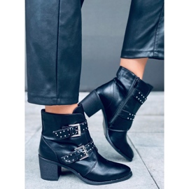 Botines de tacón con tachuelas Ferox Black negro 4