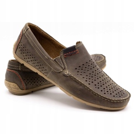 Olivier Zapatos de hombre mocasín 906 para verano marrón gris 3