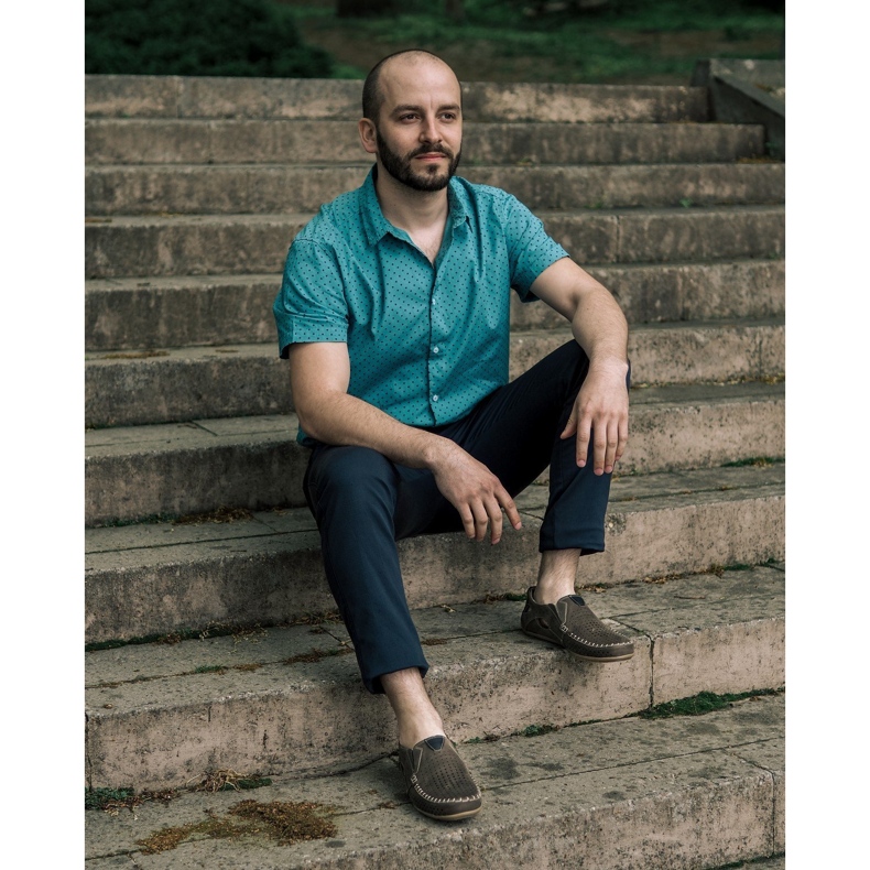 Olivier Zapatos de hombre mocasín 906 para verano marrón gris 5