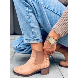 Botines Chelsea tacón bajo Samara Khaki beige 5