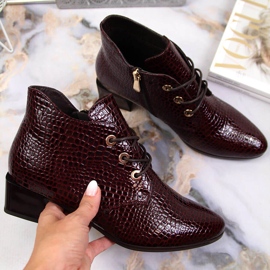 Botas mujer charol piel serpiente Vinceza burdeos rojo 1