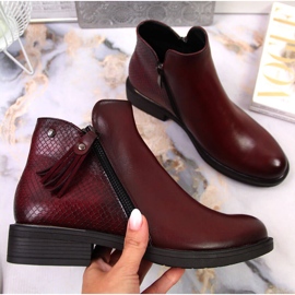 Botines mujer Jodhpur piel serpiente Vinceza burdeos rojo 1