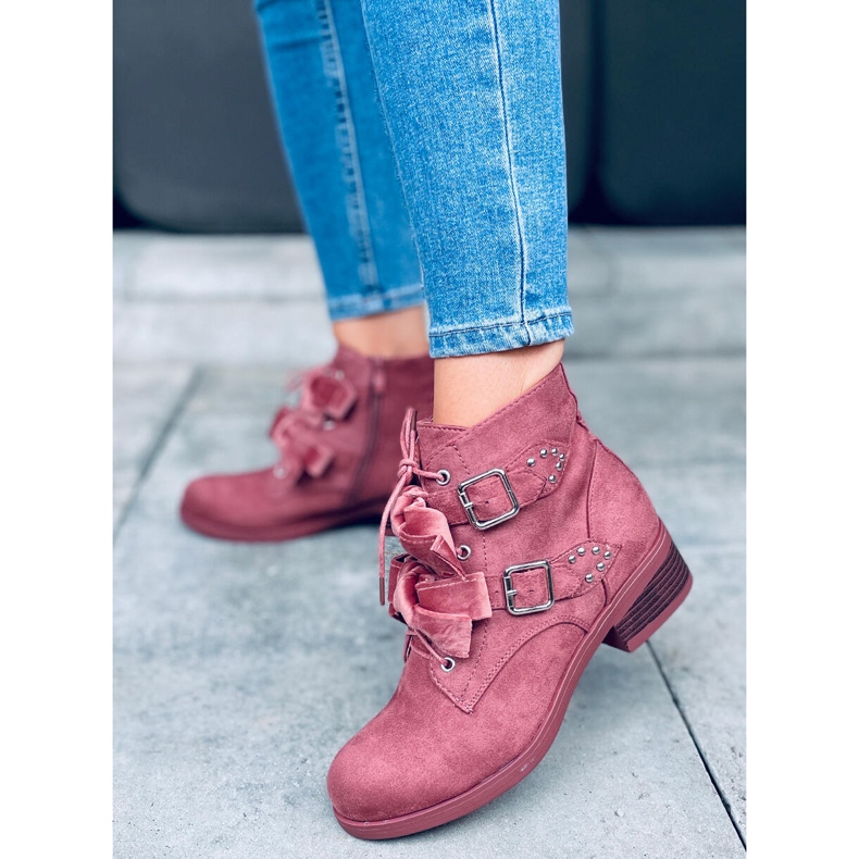 Botas con cordones y lazos Lara Pink rosa 1