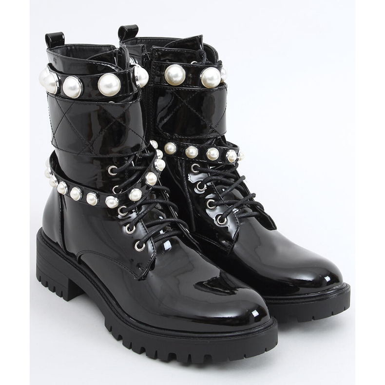 Bolsos lacados con perlas Beni Black negro 2