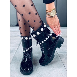 Bolsos lacados con perlas Beni Black negro 4