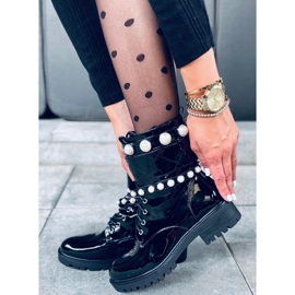 Bolsos lacados con perlas Beni Black negro 5