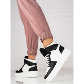 Deportivas altas de mujer Shelovet en blanco y negro 2