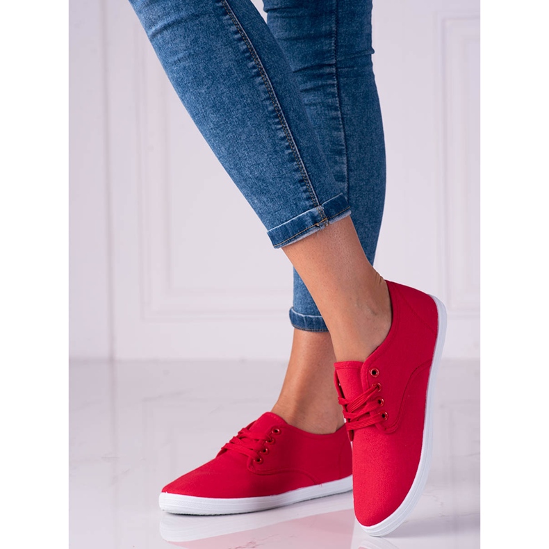 Deportivas ligeras de mujer Shelovet de tejido rojo 2