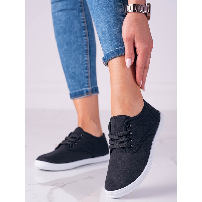 Deportivas ligeras de mujer Shelovet de tejido negro 1