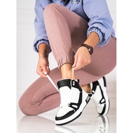 Shelovet zapatillas altas con cordones blanco y negro 1