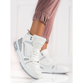 Deportivas altas cordones Shelovet gris y blanco 1