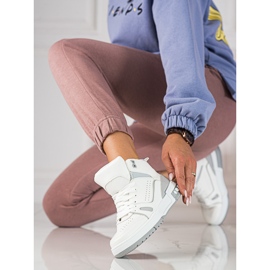 Deportivas altas cordones Shelovet gris y blanco 2