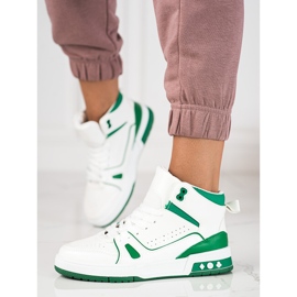 Deportivas Shelovet de mujer altas con cordones verde y blanco 1 Deportivas Shelovet de mujer altas con cordones verde y blanco 1