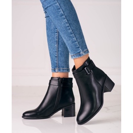 Botas de mujer Shelovet negras clásicas en un poste bajo negro 2